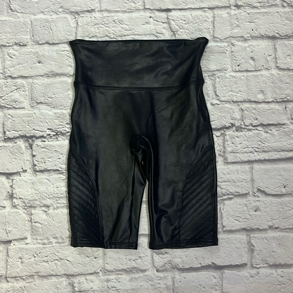 Spanx faux leather Moto bike short